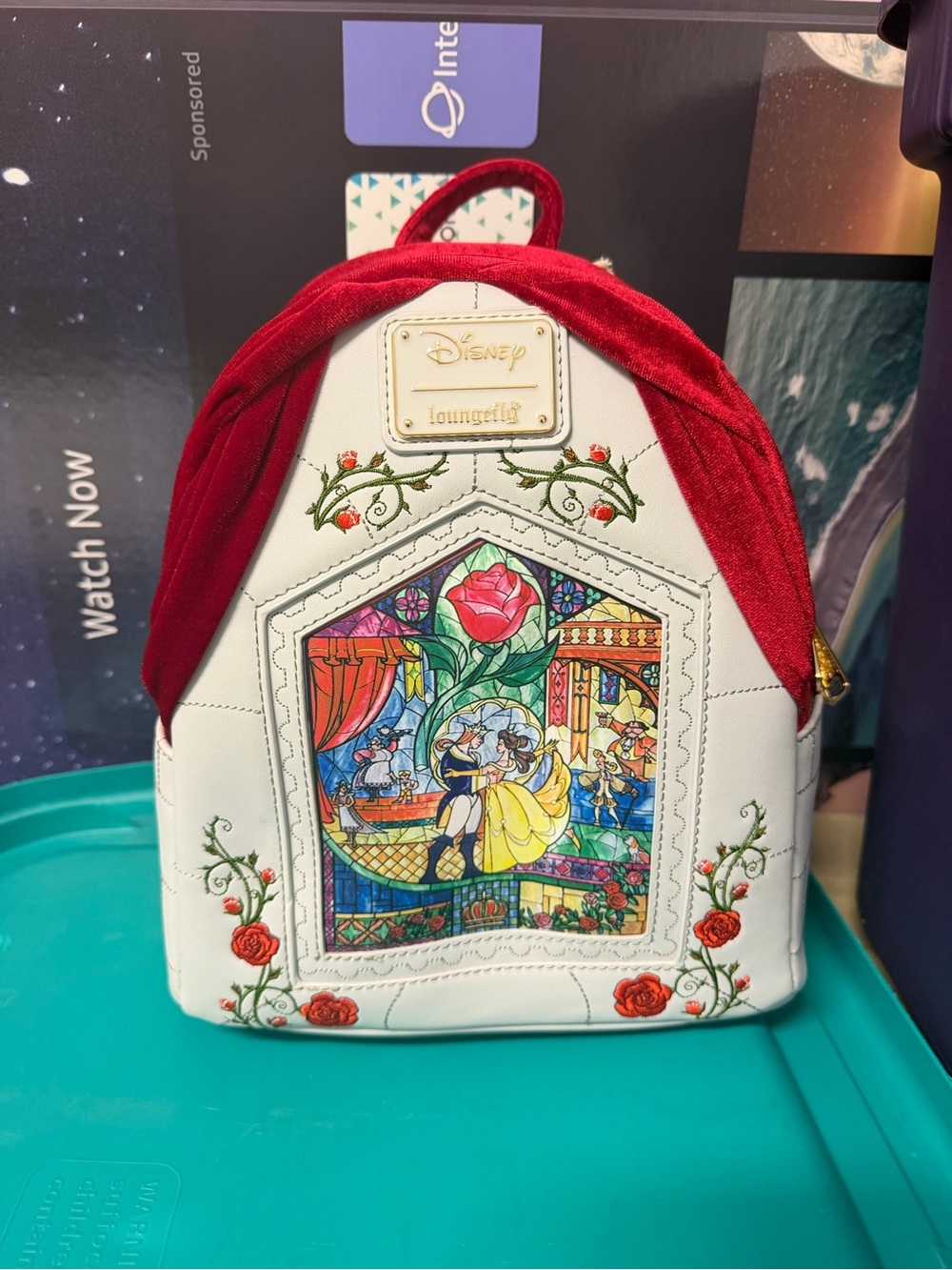 Disney Loungefly Beauty and the Beast Stained Glass Mini Backpack